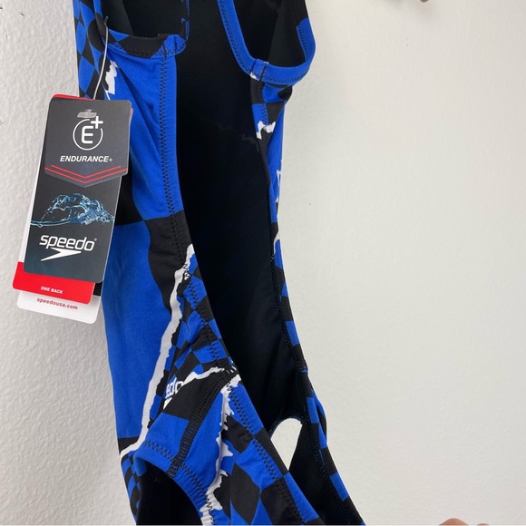 Speedo NEW with tags Blue and Black Endurance One Piece Size 28 Swimsuit - Picture 7 of 11
